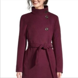 ANN TAYLOR LOFT! Super cute Maroon Shadow Funnel Neck Coat, NEVER WORN!